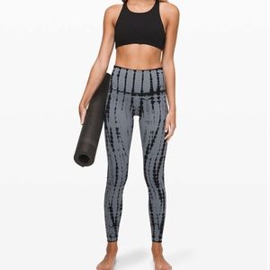 Lululemon Wunder Under High Rise Tight 28” Luxtreme Grey Black Tie Dye size 10